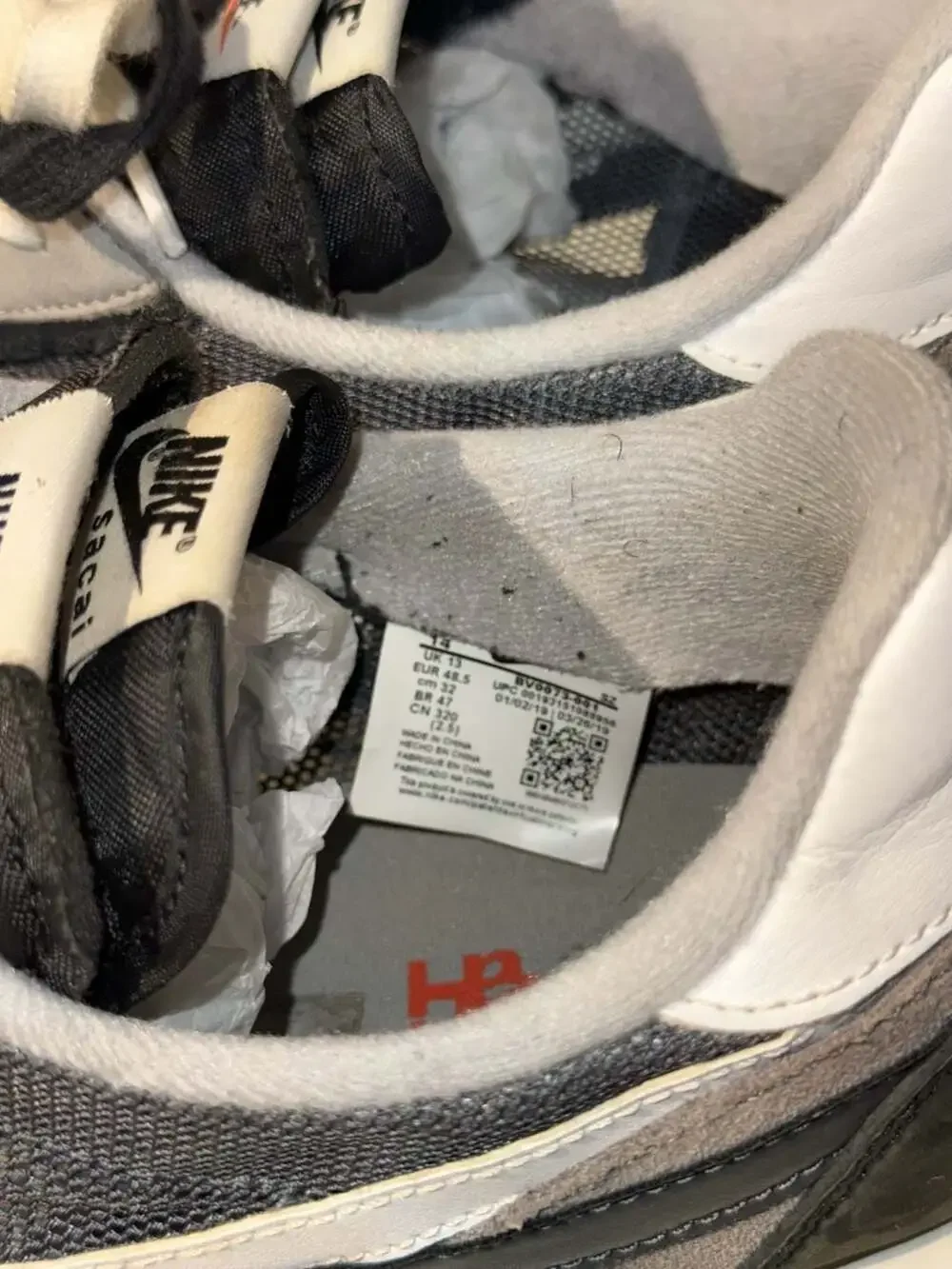 Nike x sacai LDWaffle Black Anthracite Size 14 BV0073-001